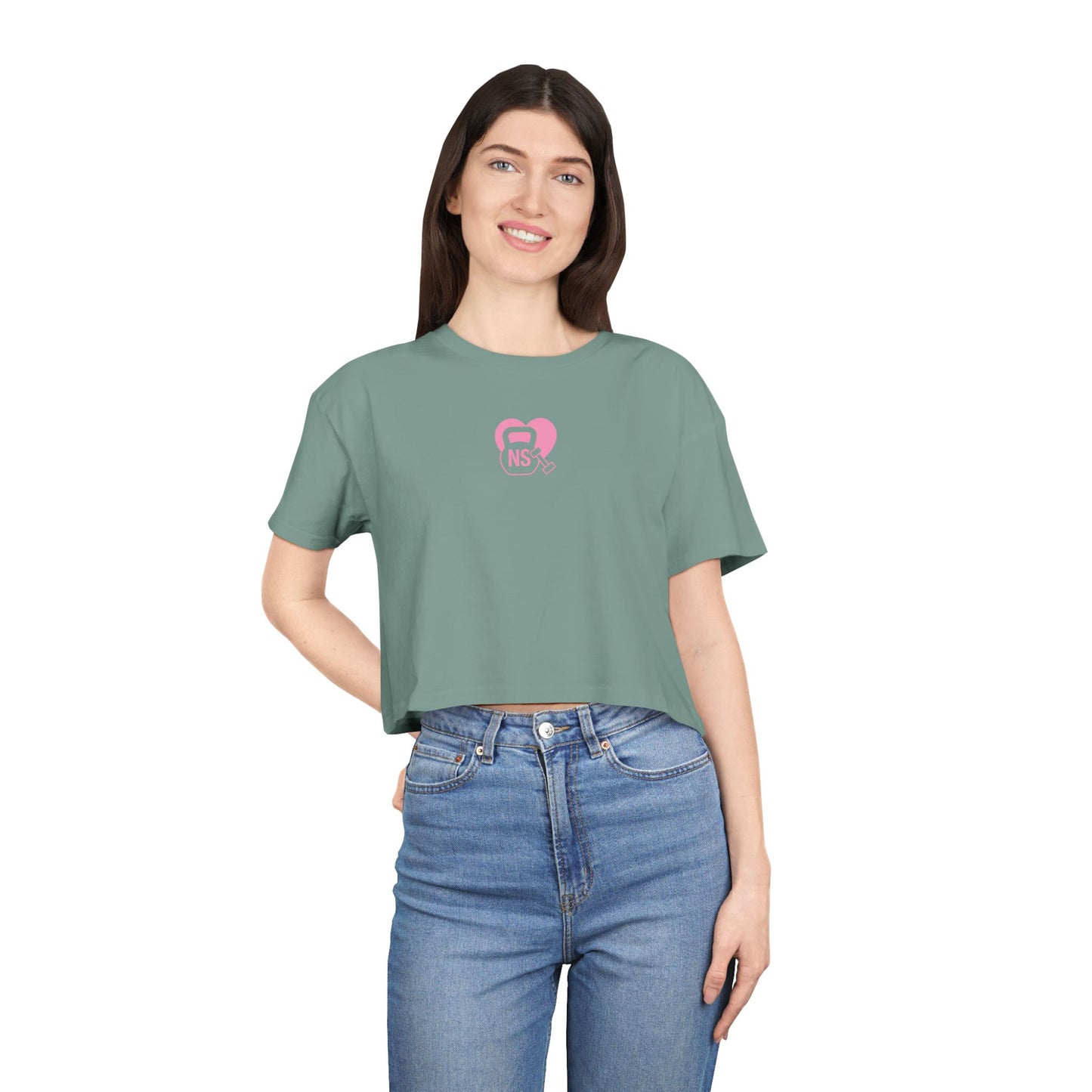 Cute Women's Crop Tee with KB/DB Heart Design, Trendy Summer Top, Casual Wear, Gift for Her, Stylish Festival Shirt, Everyday Fashion