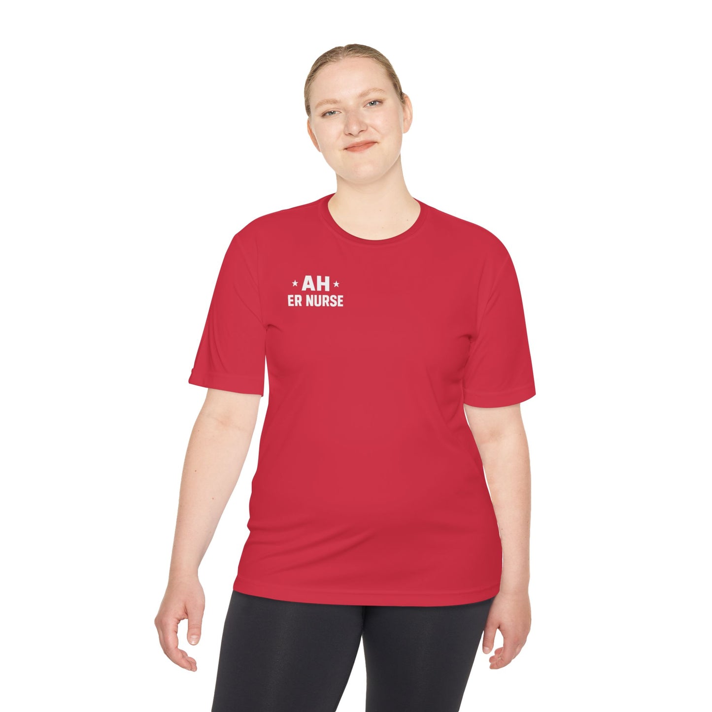 AH ER Nurse Moisture Wicking Tee, Fitness Shirt, Workout Top, Gift for Nurses, Health Care Apparel, Cool Graphic Tee