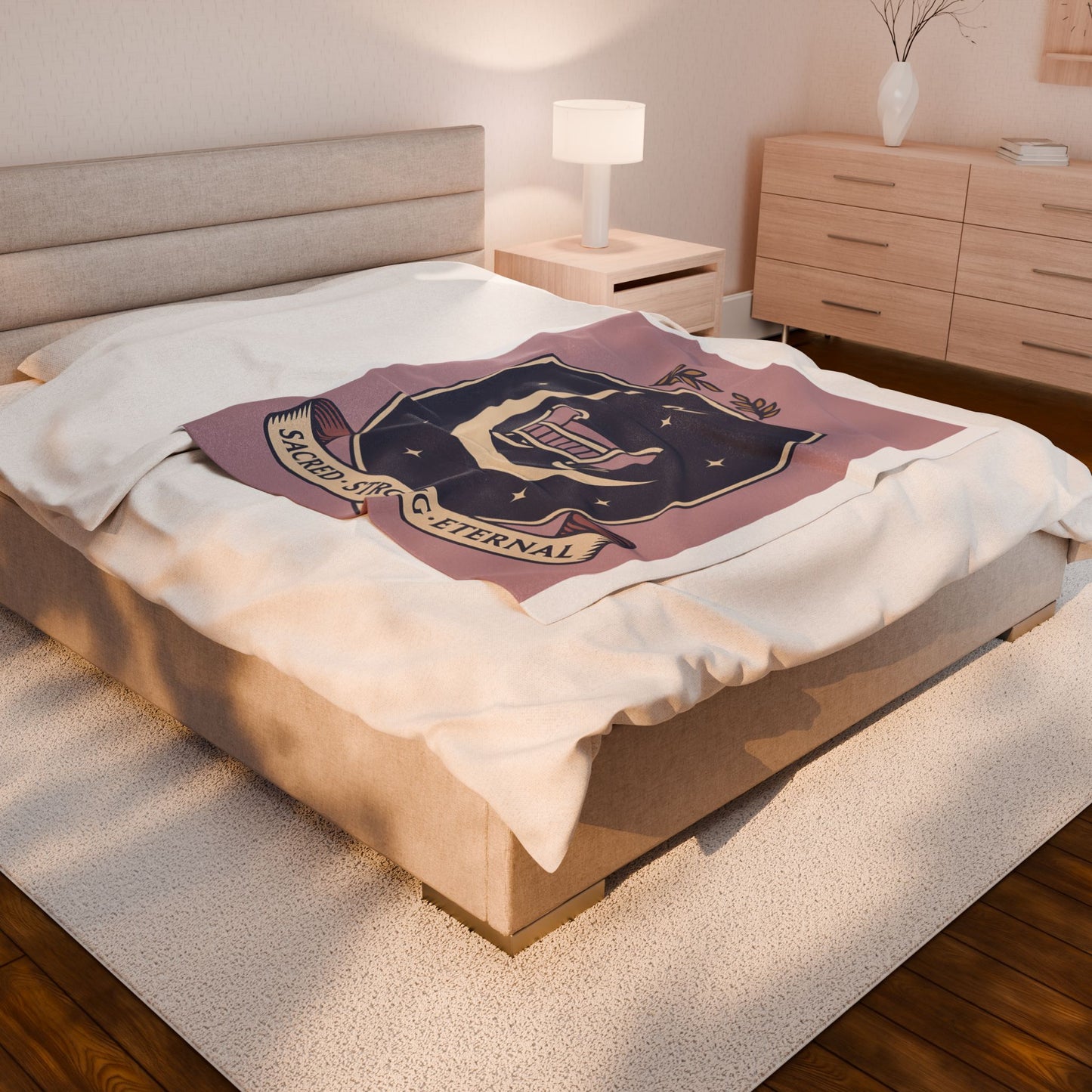 Sacred Strong Eternal Velveteen Plush Blanket | Cozy Throw for Nursery, Baby Shower Gift, Home Decor, Comfort, Parenting