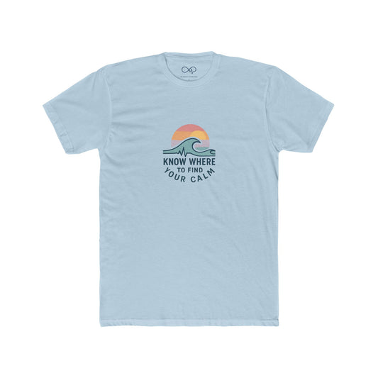 Know Where to Find Your Calm Cozy Ocean Vibes Crew Tee, Cotton Crew Tee, Inspirational Shirt, Beachwear