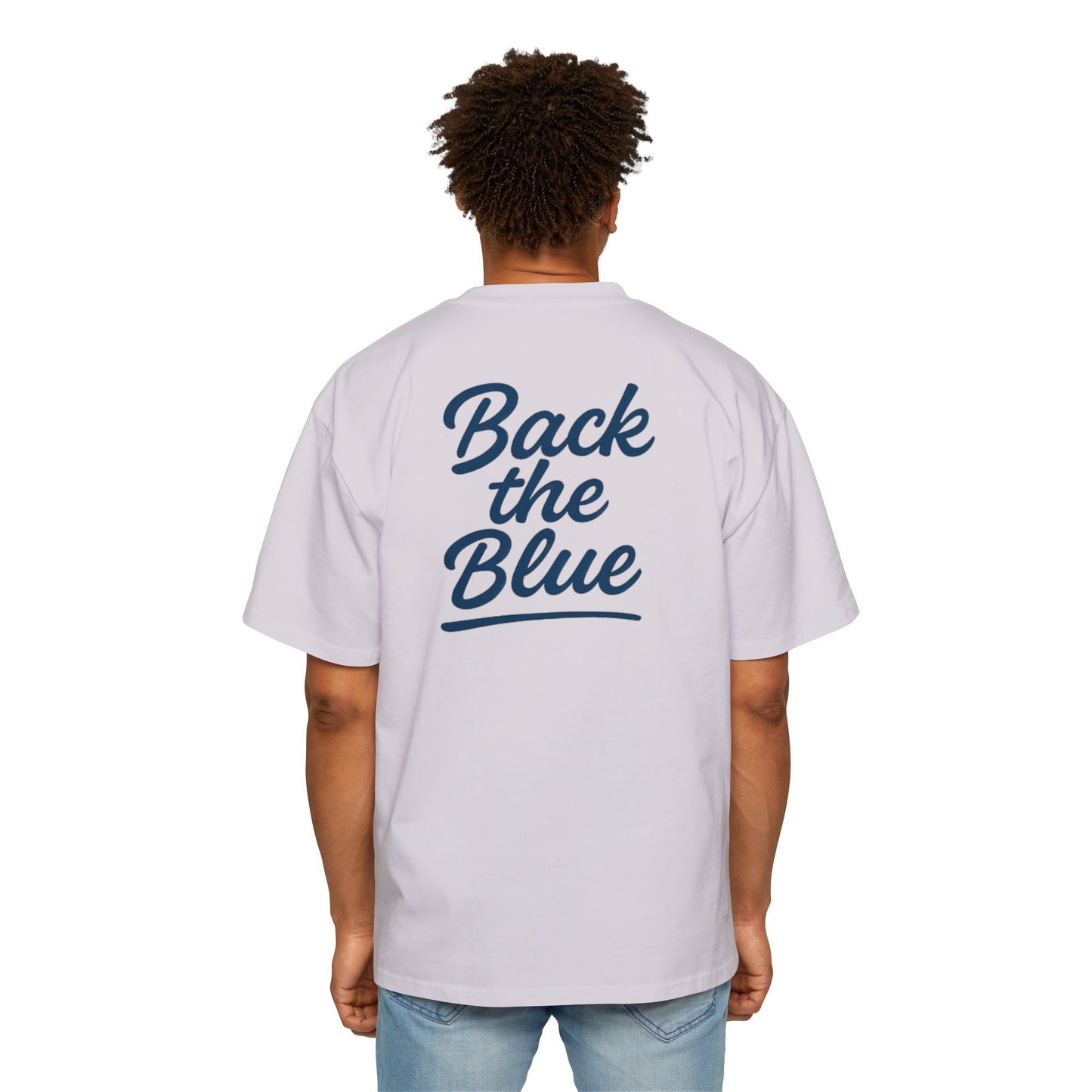 Back the Blue Men's Heavy Oversized Tee, Casual Streetwear Tee