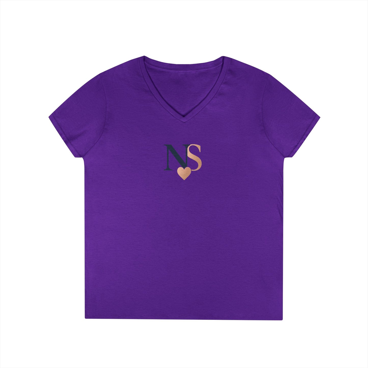 Personalized Heart NS V-Neck T-Shirt for Women, Stylish Gift, Everyday Wear, Casual Tee