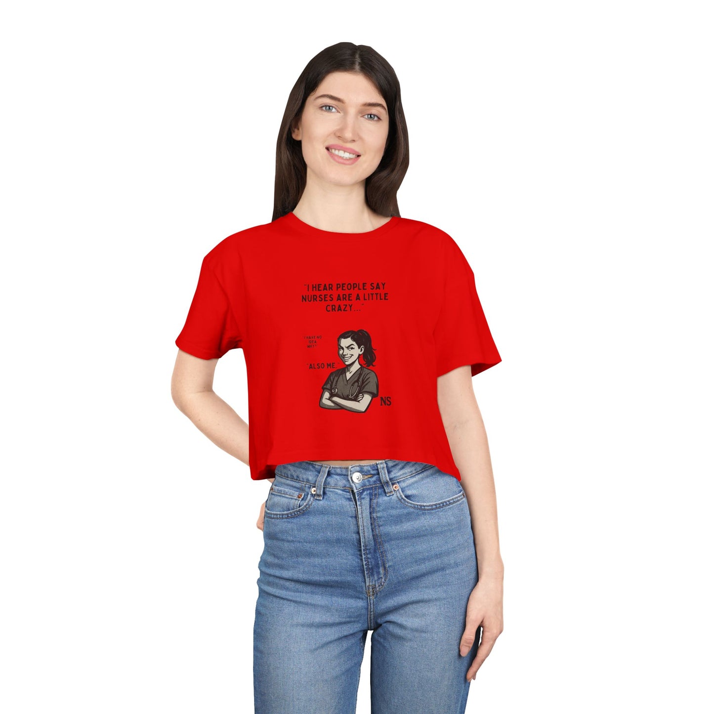 Nurses Are Crazy Women's Crop Tee, Funny Nurse Gift, Cute Shirt for Healthcare Workers, Summer Top, Nurse Appreciation, Medical Humor