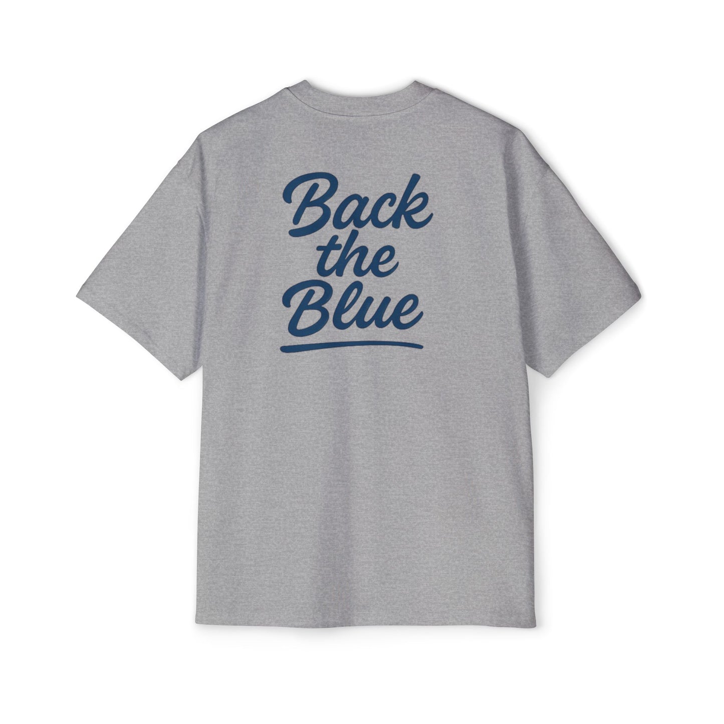 Back the Blue Men's Heavy Oversized Tee, Casual Streetwear Tee
