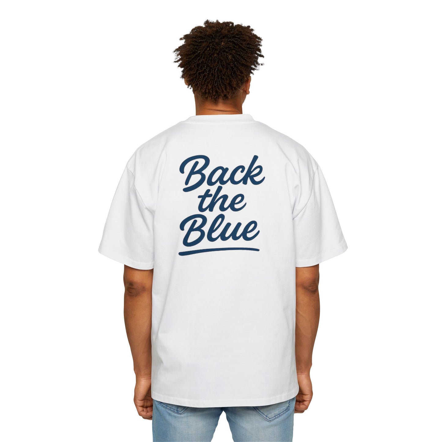 Back the Blue Men's Heavy Oversized Tee, Casual Streetwear Tee
