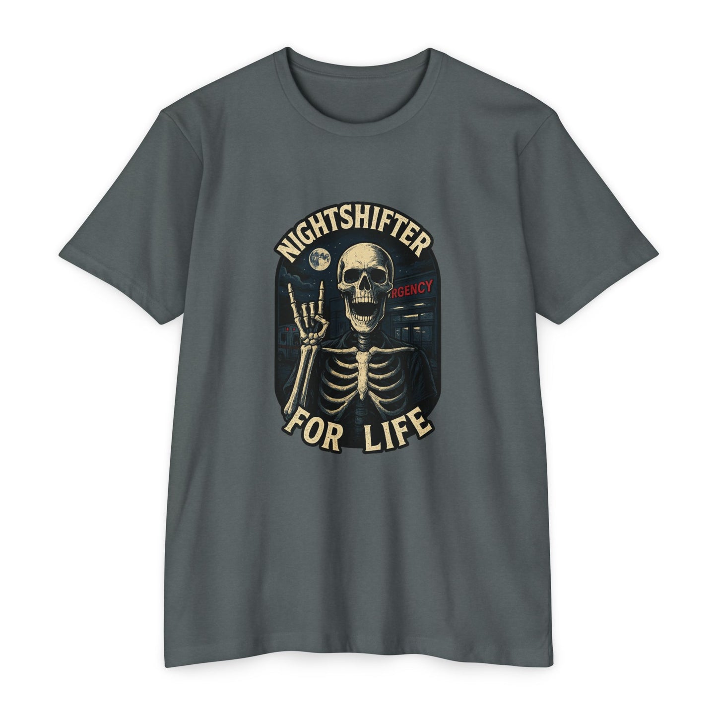 Nightshifter for life T-Shirt, Unisex Graphic Tee for Nurses, Halloween Top, Gift for Night Workers, Casual Wear