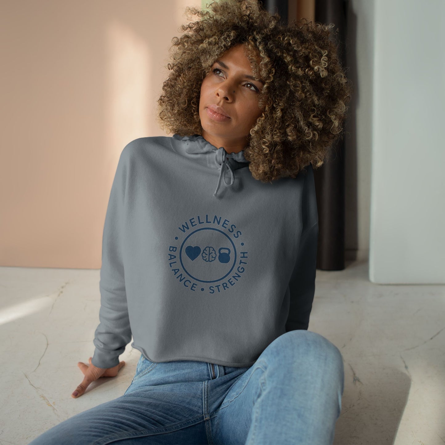 Wellness Crop Hoodie: Balance & Strength, Fitness Apparel
