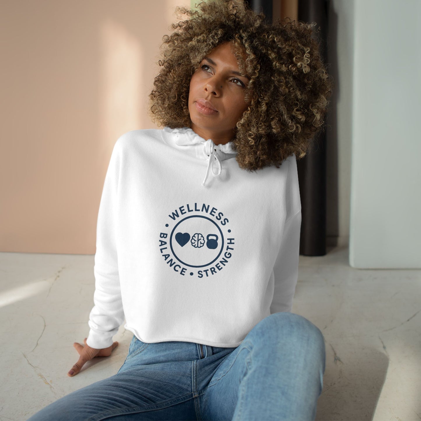 Wellness Crop Hoodie: Balance & Strength, Fitness Apparel