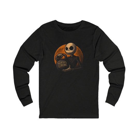 NS Skellington  Long Sleeve Tee, Unisex Tee for Nurses, Halloween Apparel, Gift for Nurses, Fall Fashion