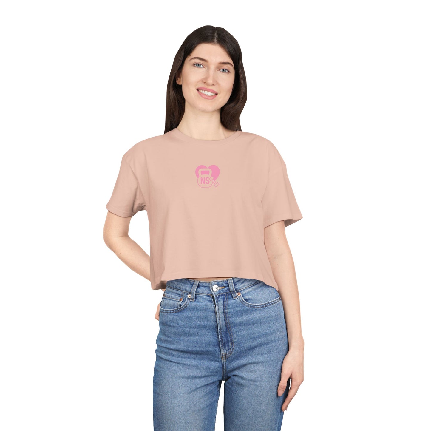 Cute Women's Crop Tee with KB/DB Heart Design, Trendy Summer Top, Casual Wear, Gift for Her, Stylish Festival Shirt, Everyday Fashion
