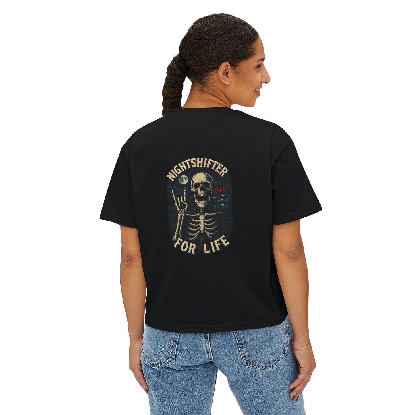 NightShifer for Life Trendy Boxy Tee, Everyday Comfort Top, Relaxed Fit Tee for Women