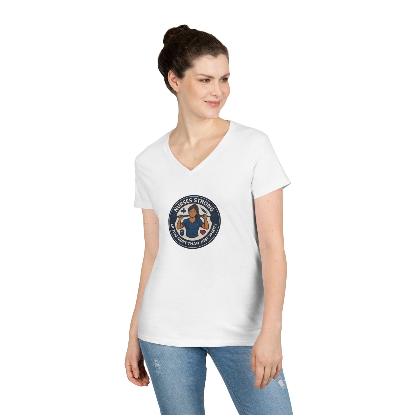 Empowering V-Neck T-Shirt for Strong Women, Motivational Shirt, Fitness Tee, Inspirational Gift, Ladies' Apparel