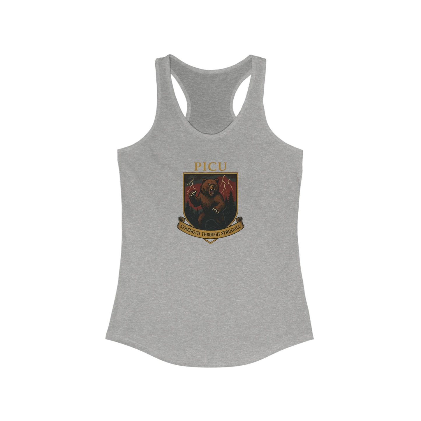 PICU Sigil Women's Racerback Tank, Medical Humor Shirt, Gift for Nurses, Casual Wear, Fitness Top, Inspirational Apparel