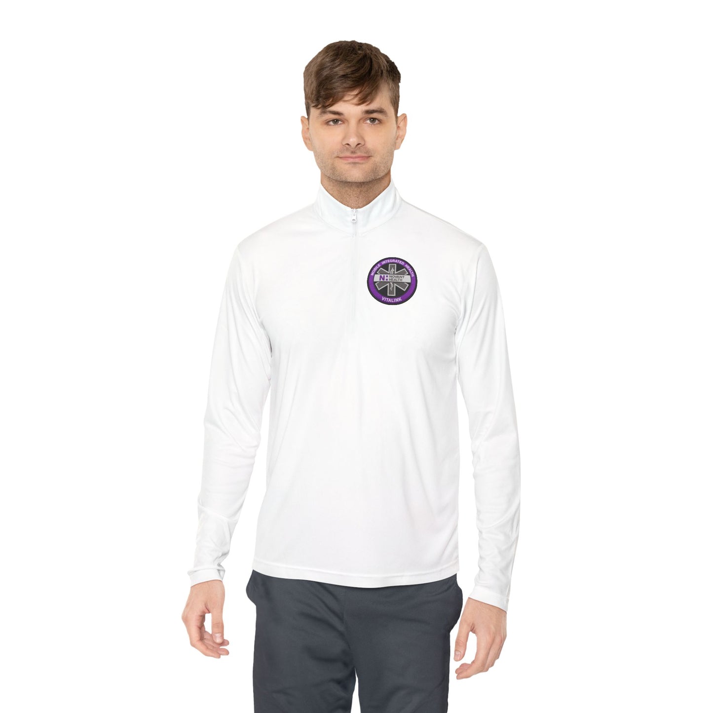NH VL Quarter-Zip Pullover — Purple Cross Crest Embroidered Logo