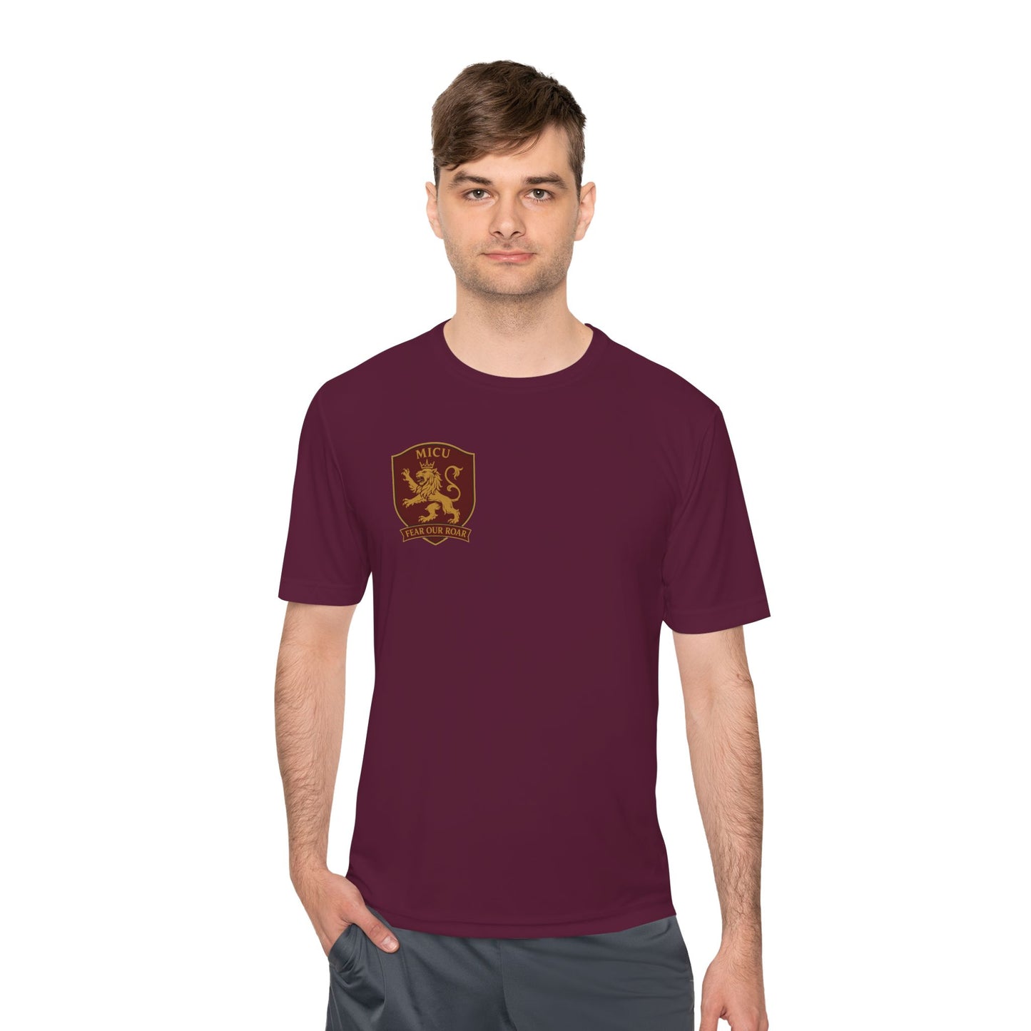 MICU Sigil -Wicking Tee with Crest Design | Activewear for Sports, Gym, Workout, Gift for Fitness Lovers, Casual Wear