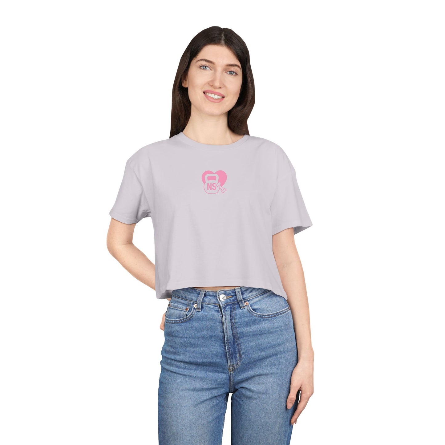 Cute Women's Crop Tee with KB/DB Heart Design, Trendy Summer Top, Casual Wear, Gift for Her, Stylish Festival Shirt, Everyday Fashion