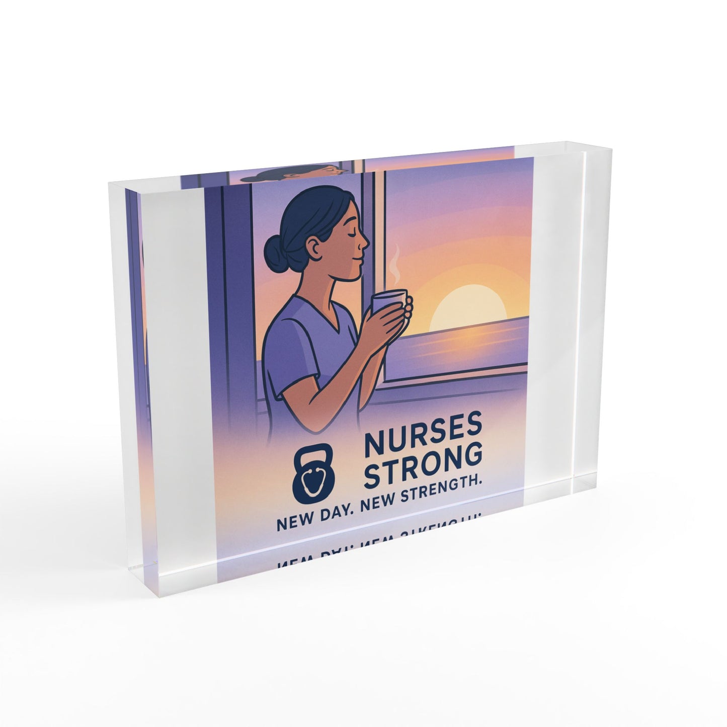 New day, New Strength. Nurses Strong Photo Block | Inspirational Desk Decor for Healthcare Heroes, Gifts for Nurses, Motivational Wall Art