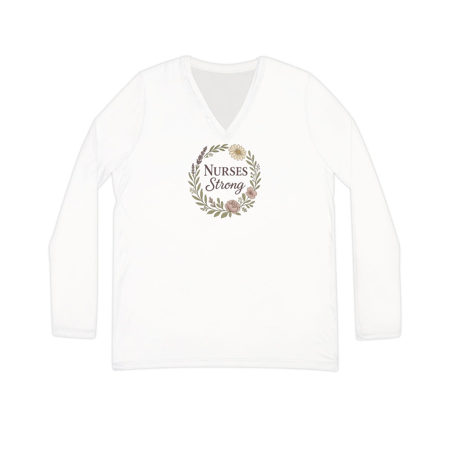 Floral Long Sleeve V-Neck Shirt, Perfect Gift for Nurses,
