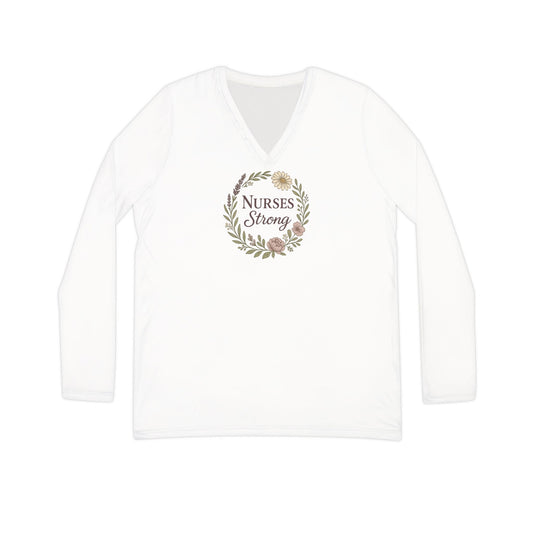 Floral Long Sleeve V-Neck Shirt, Perfect Gift for Nurses,