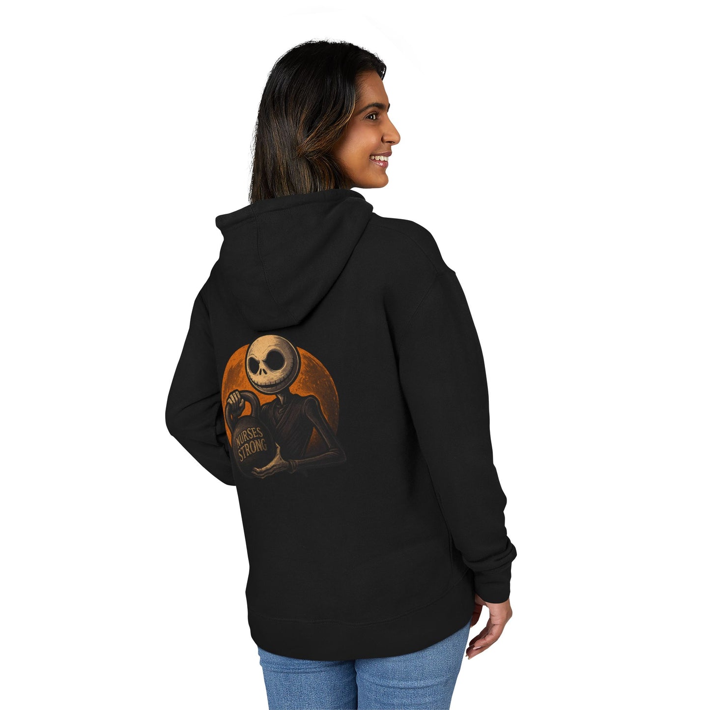 NS Skellington Halloween Unisex Hoodie, Gifts for Nurses, Cozy Fall Wear, Medical Halloween Apparel, Nurse Appreciation