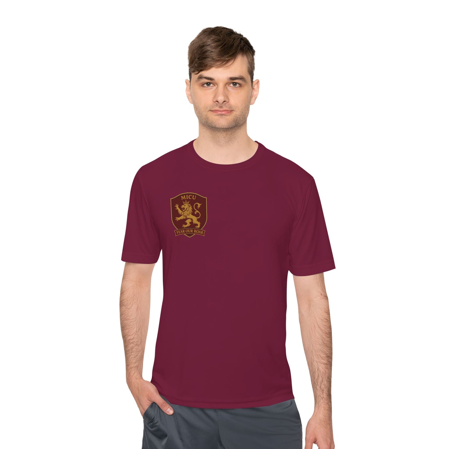 MICU Sigil -Wicking Tee with Crest Design | Activewear for Sports, Gym, Workout, Gift for Fitness Lovers, Casual Wear