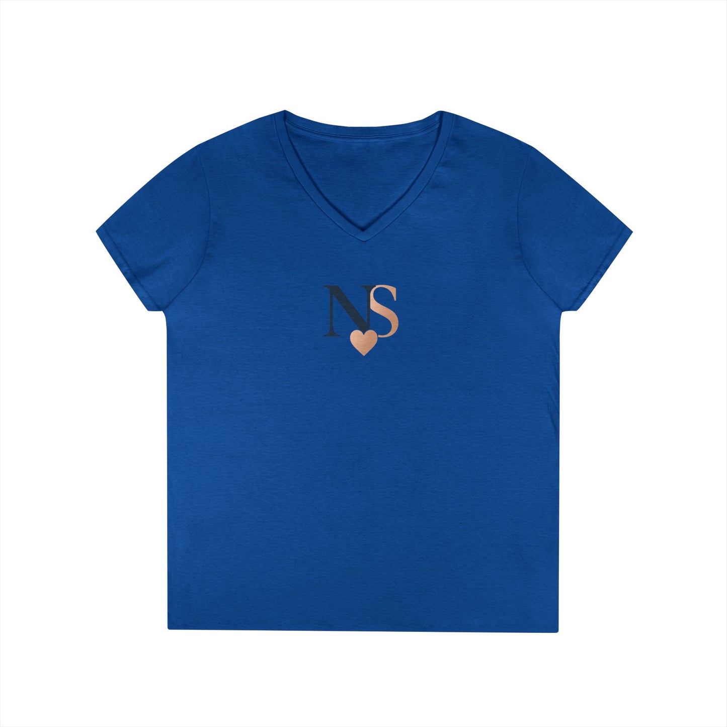Personalized Heart NS V-Neck T-Shirt for Women, Stylish Gift, Everyday Wear, Casual Tee