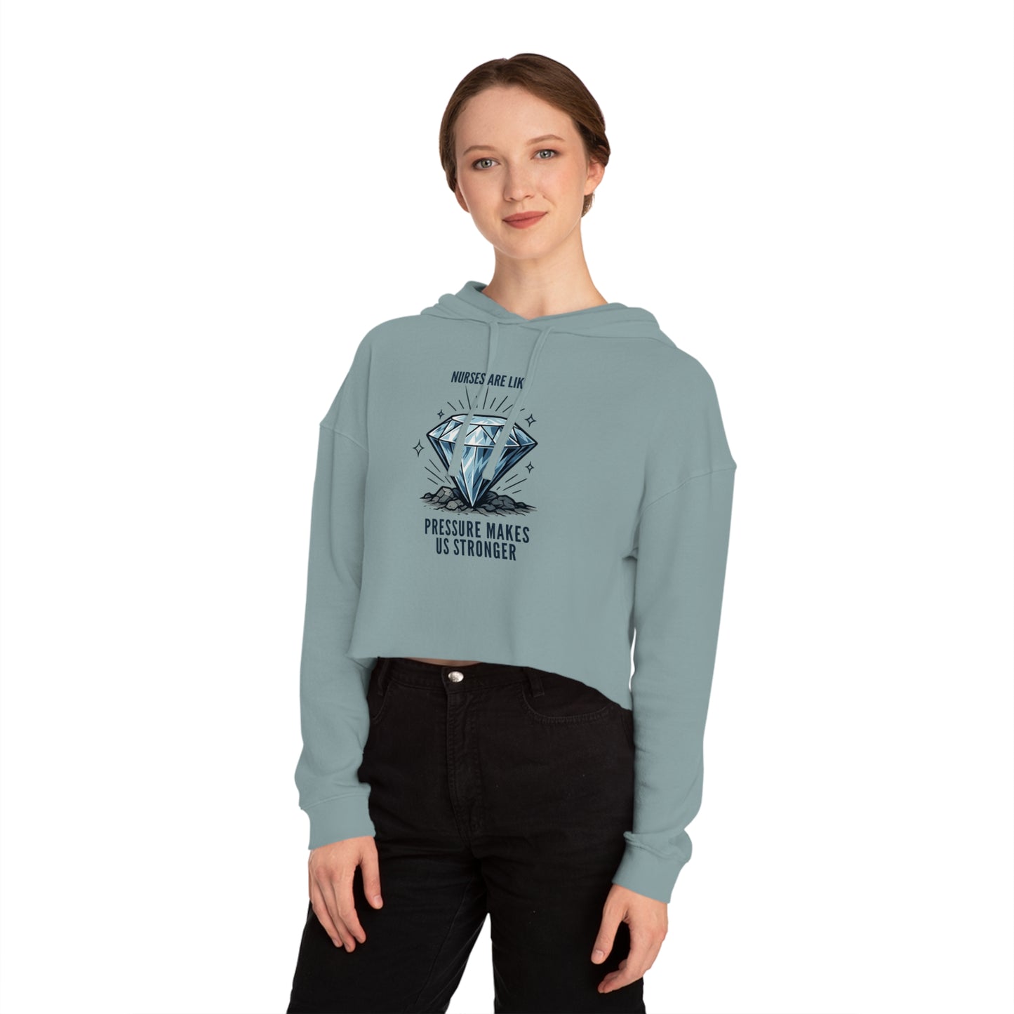 Diamond Cropped Hooded Sweatshirt