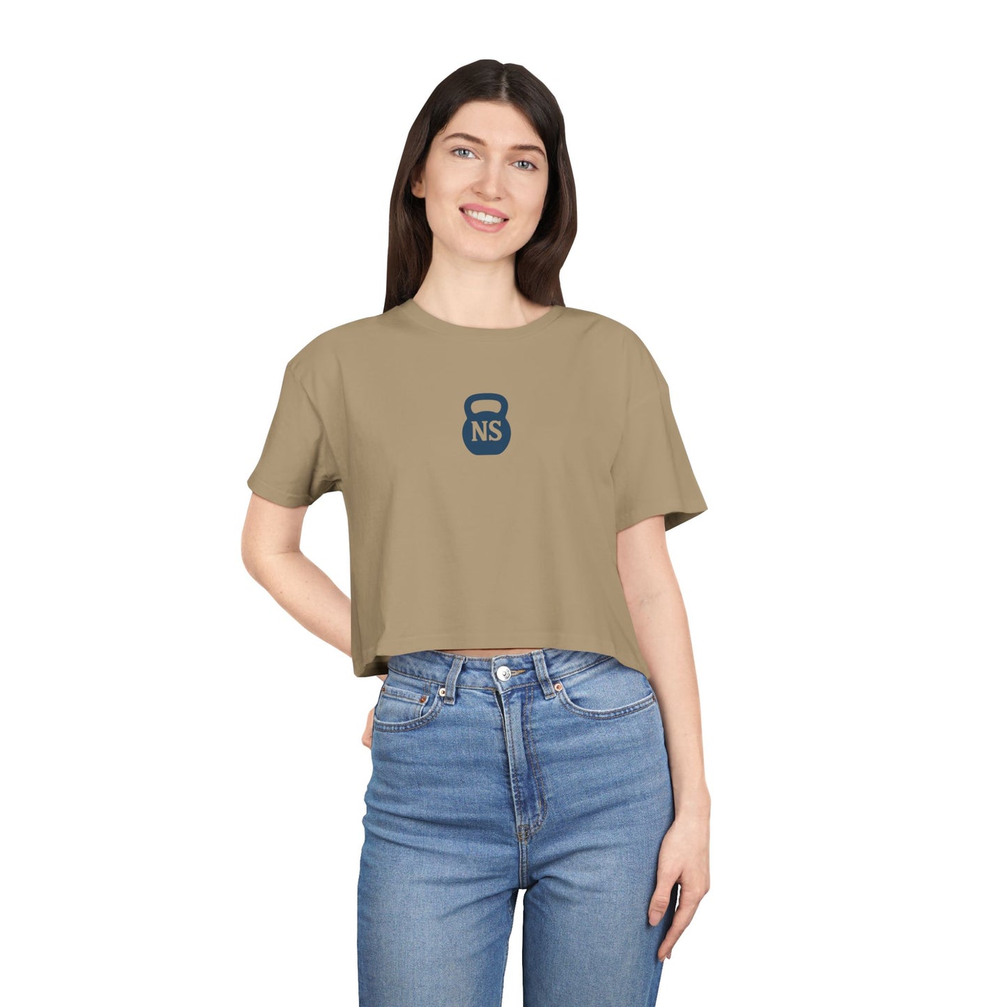 Nurses Strong KB Women's Crop Tee, Fitness Shirt for Nurses, Gym Top, Gift for Healthcare Workers, Inspirational Workout Wear