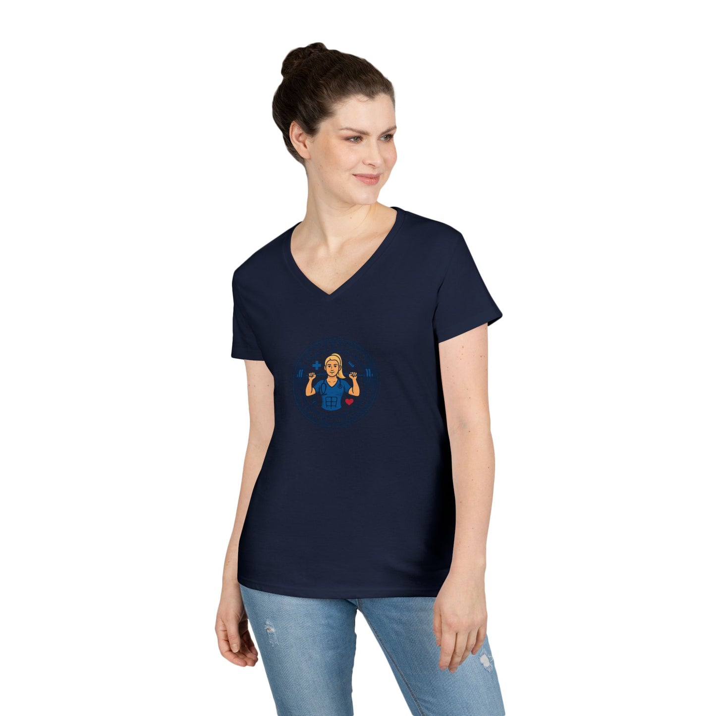 Empowering Ladies' V-Neck T-Shirt - Strong Women, Casual Wear, Gift for Her, Motivational Fashion, Workout Tee