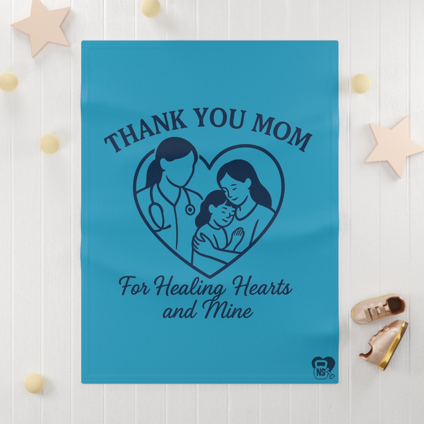 Cozy Thank You Mom Fleece Blanket | Gift for New Moms, Baby Shower, Parenting, Comfort Blanket, Healing Hearts Decor