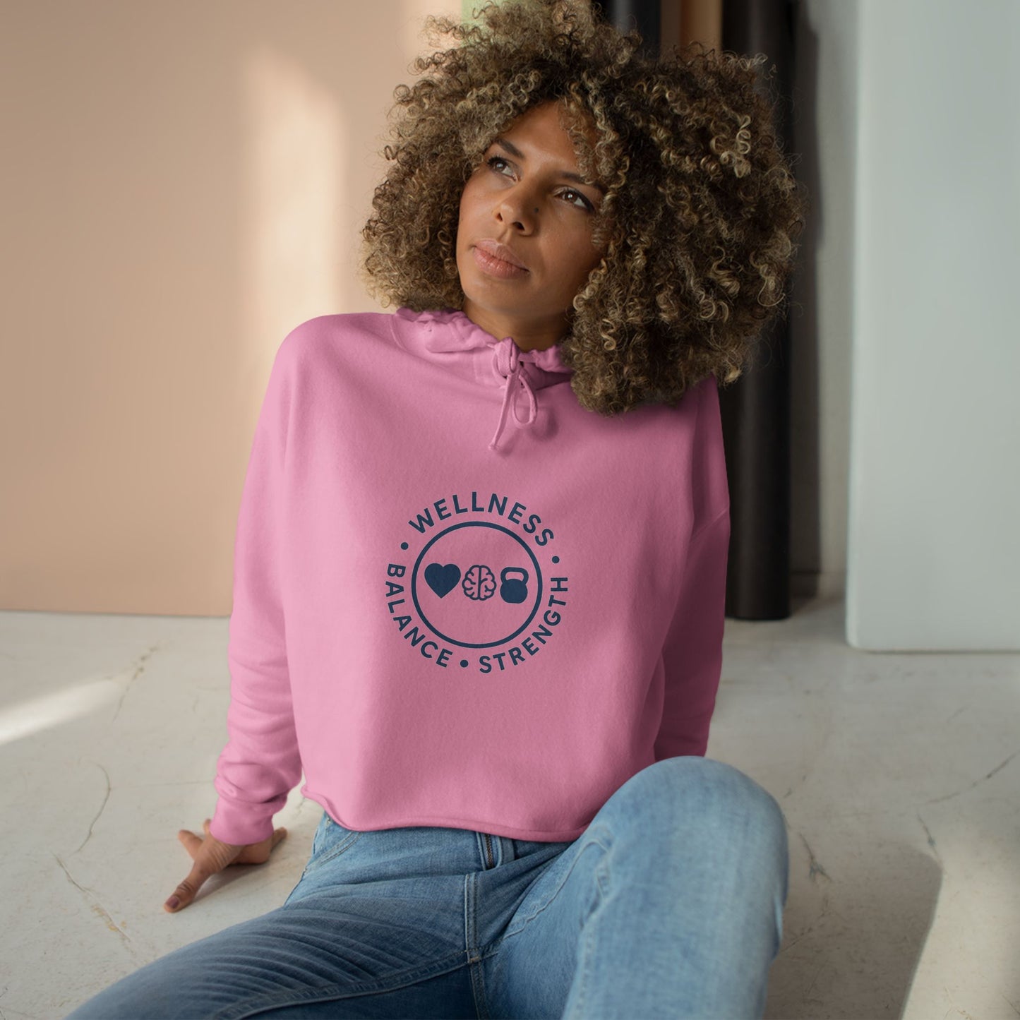 Wellness Crop Hoodie: Balance & Strength, Fitness Apparel