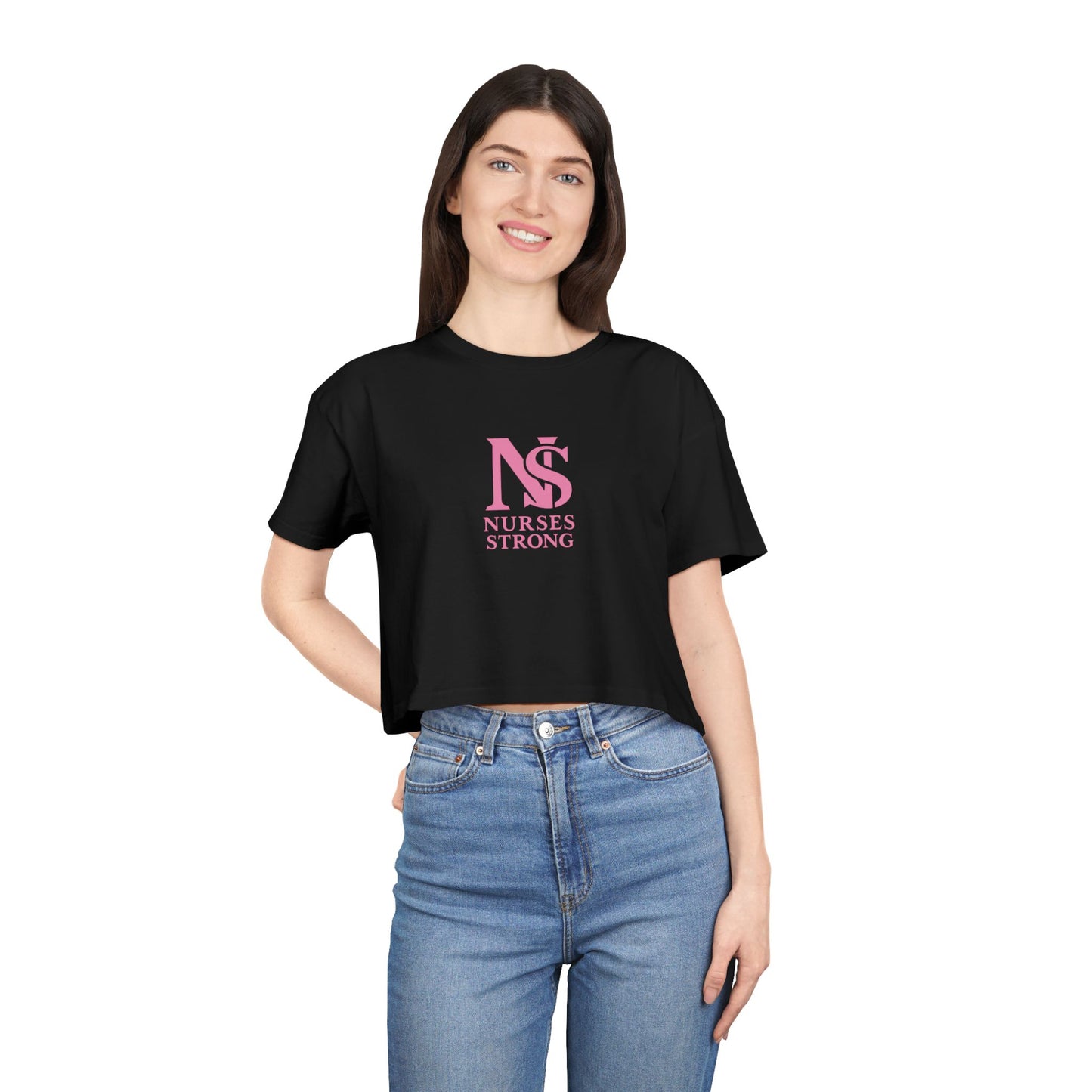 Nurses Strong Women's Crop Tee | Cute Nurse Top, Gift for Nurses, Nursing Graduation Shirt, Medical Apparel, Inspirational T-Shirt
