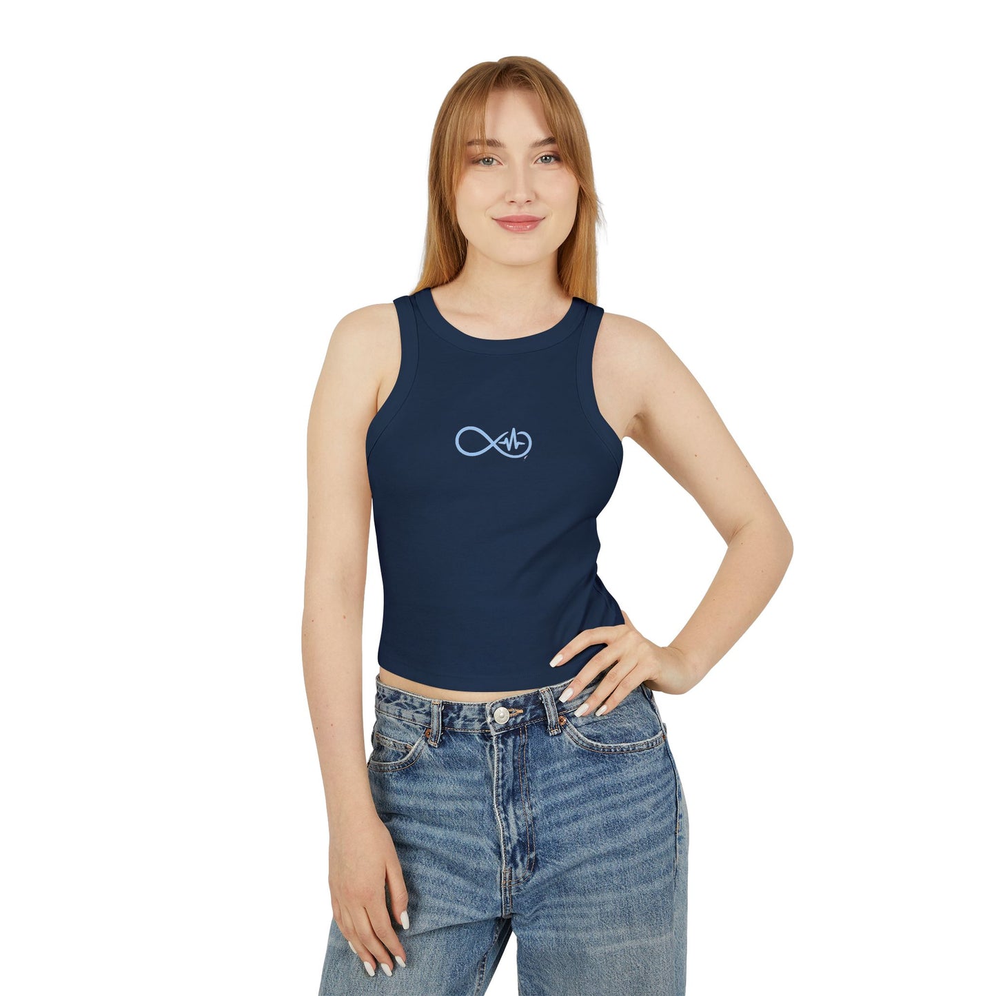 Empowering Infinity Women's Racer Tank Top with  | Yoga Top, Summer Wear, Casual Outfit, Gift for Her, Fitness Apparel