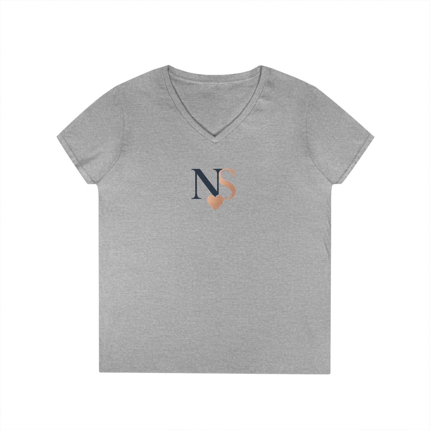 Personalized Heart NS V-Neck T-Shirt for Women, Stylish Gift, Everyday Wear, Casual Tee