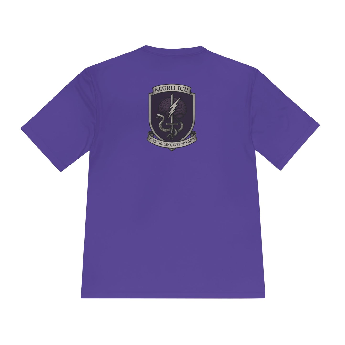 NeuroICU Sigil-Wicking Unisex Tee with Unique Shield Design, Activewear, Sports Shirt, Gym Top, Gift for Fitness Enthusiasts