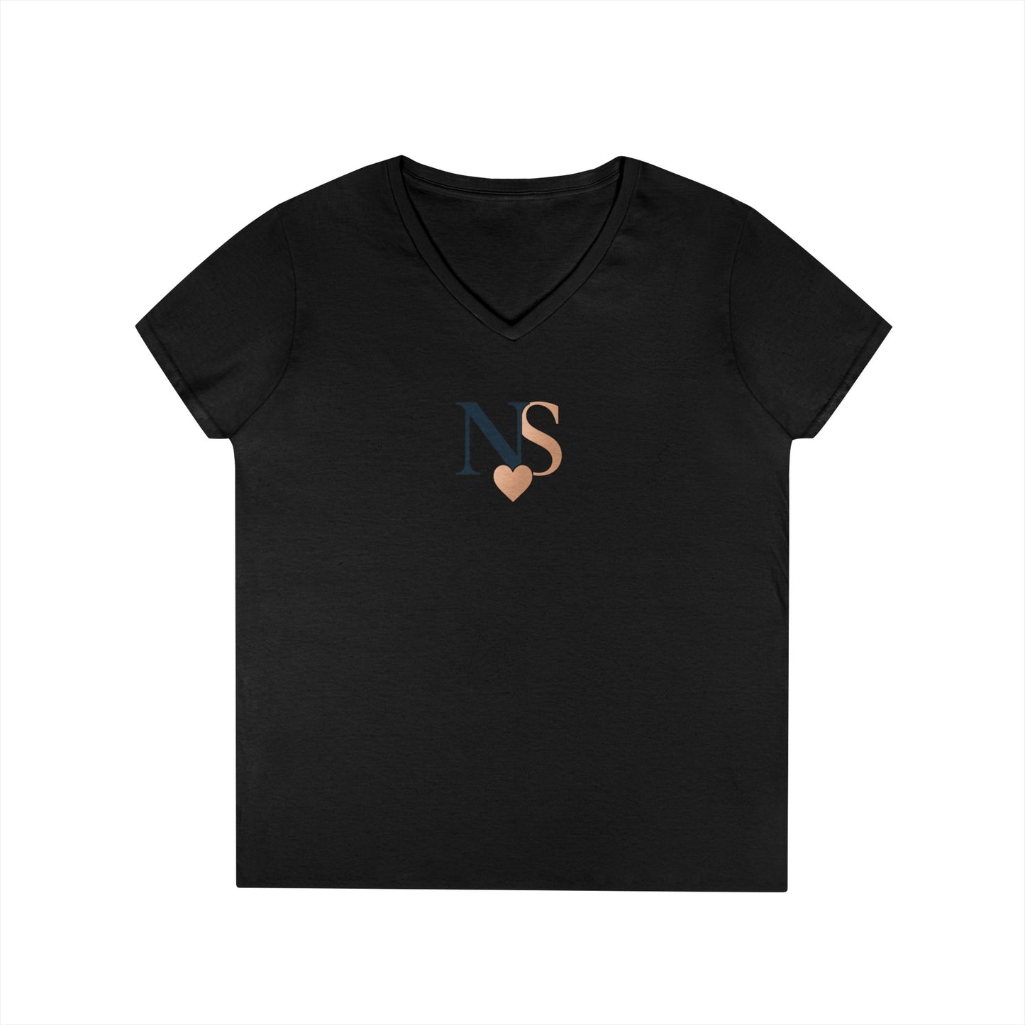 Personalized Heart NS V-Neck T-Shirt for Women, Stylish Gift, Everyday Wear, Casual Tee