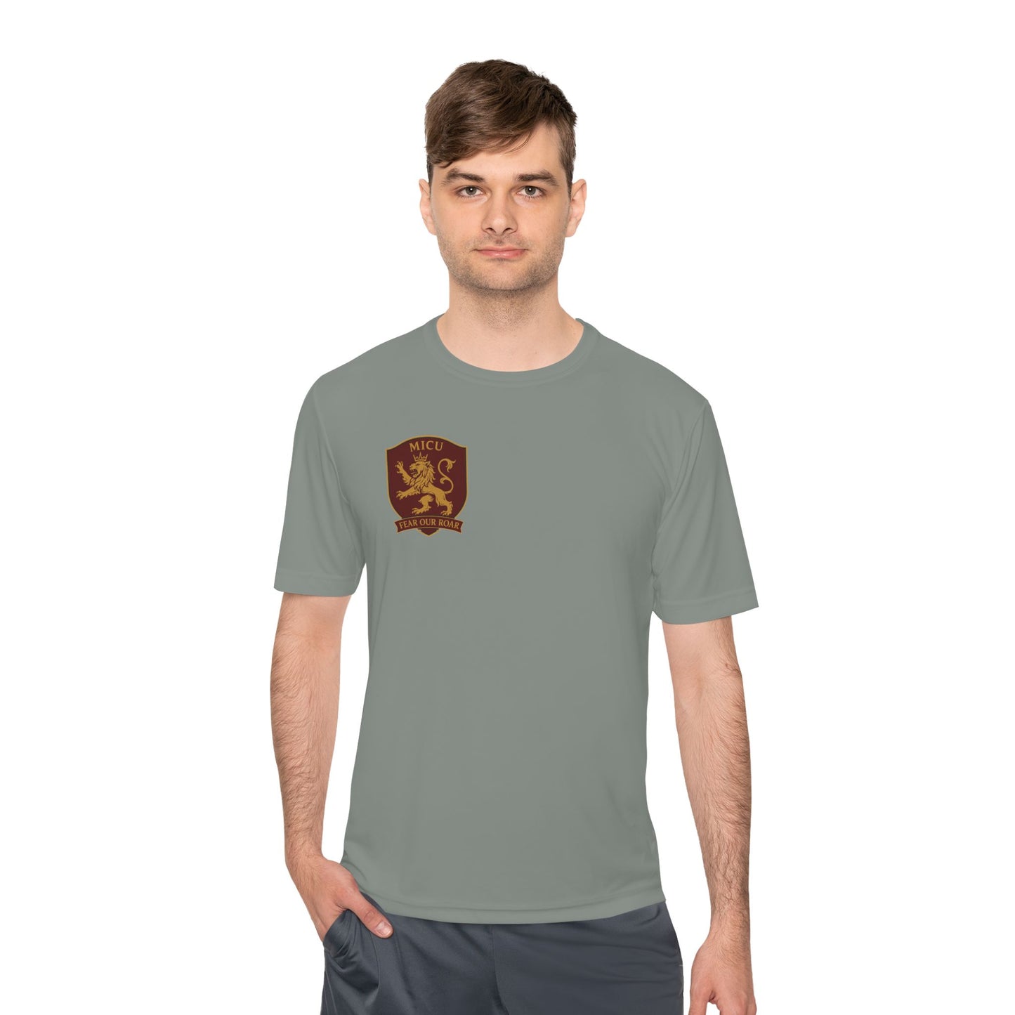 MICU Sigil -Wicking Tee with Crest Design | Activewear for Sports, Gym, Workout, Gift for Fitness Lovers, Casual Wear