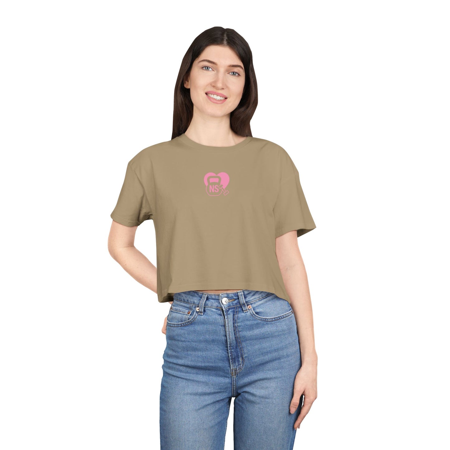 Cute Women's Crop Tee with KB/DB Heart Design, Trendy Summer Top, Casual Wear, Gift for Her, Stylish Festival Shirt, Everyday Fashion