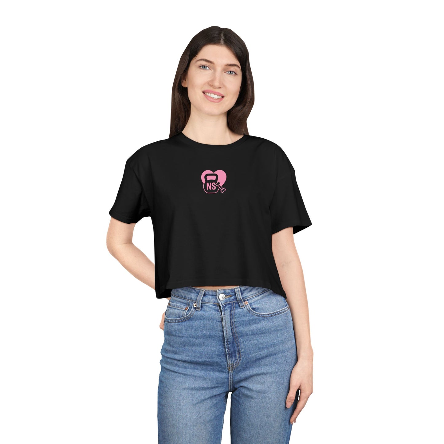 Cute Women's Crop Tee with KB/DB Heart Design, Trendy Summer Top, Casual Wear, Gift for Her, Stylish Festival Shirt, Everyday Fashion