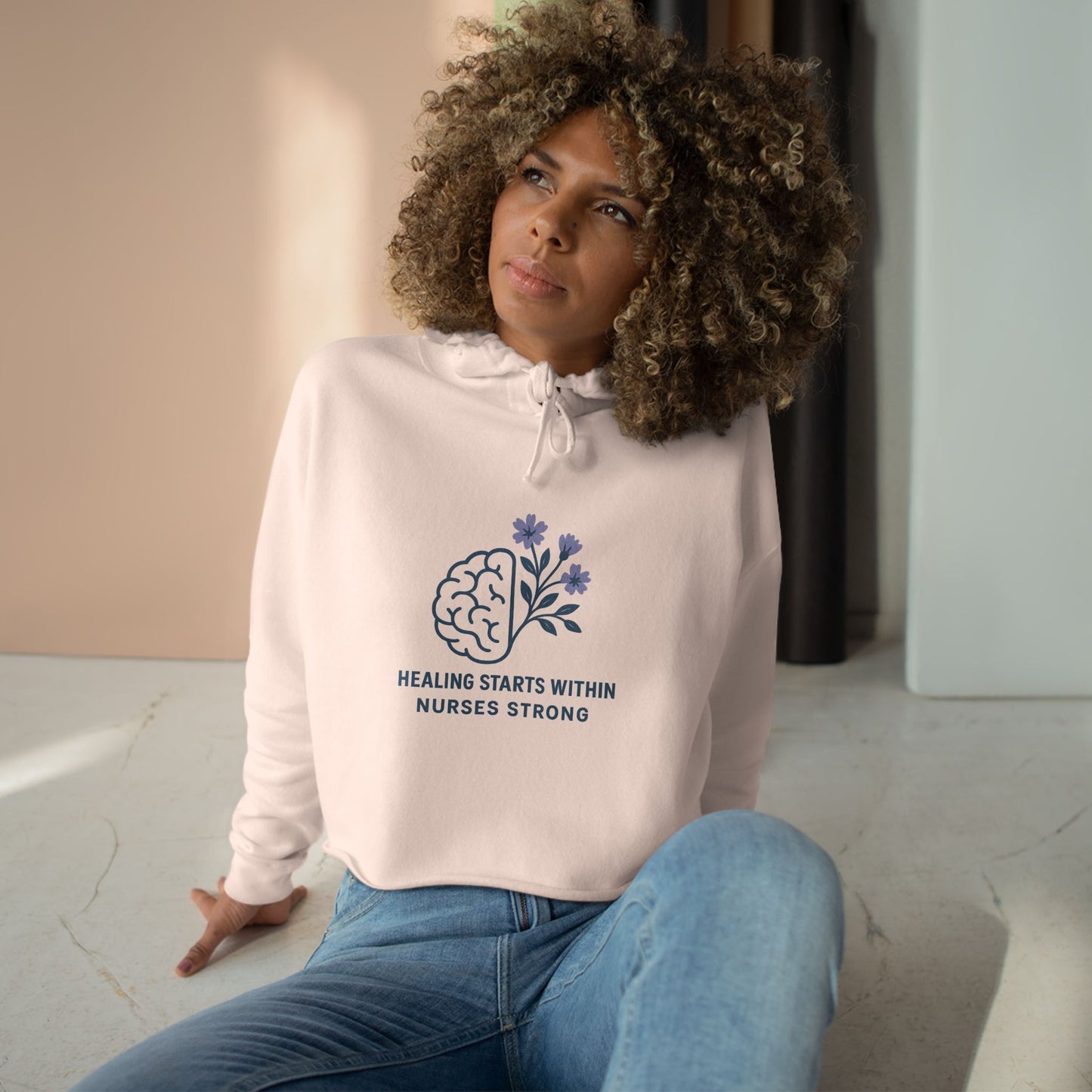 Healing Nurse Crop Hoodie - Supportive Gift for Nurses, Medical Professionals, Self-Care, Appreciation, Wellness