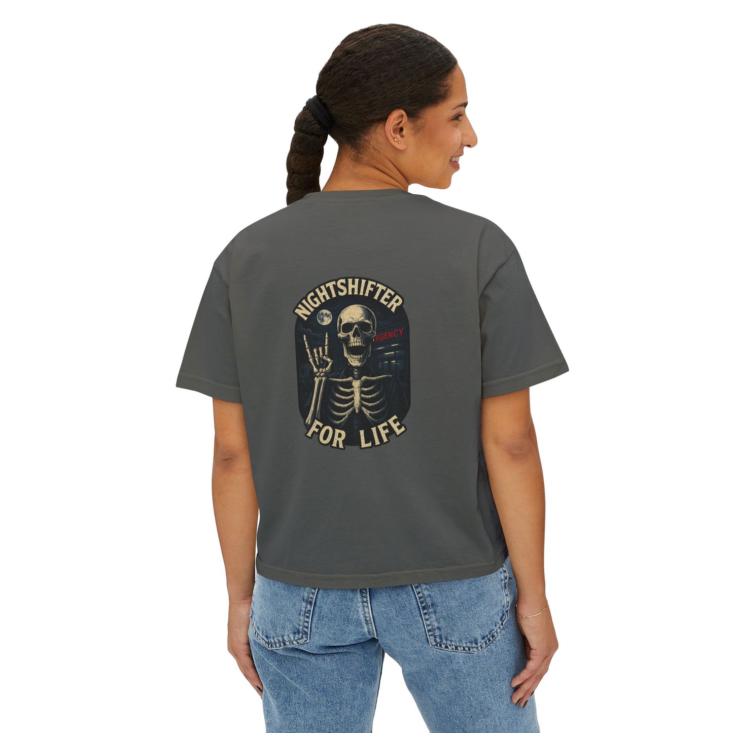 NightShifer for Life Trendy Boxy Tee, Everyday Comfort Top, Relaxed Fit Tee for Women