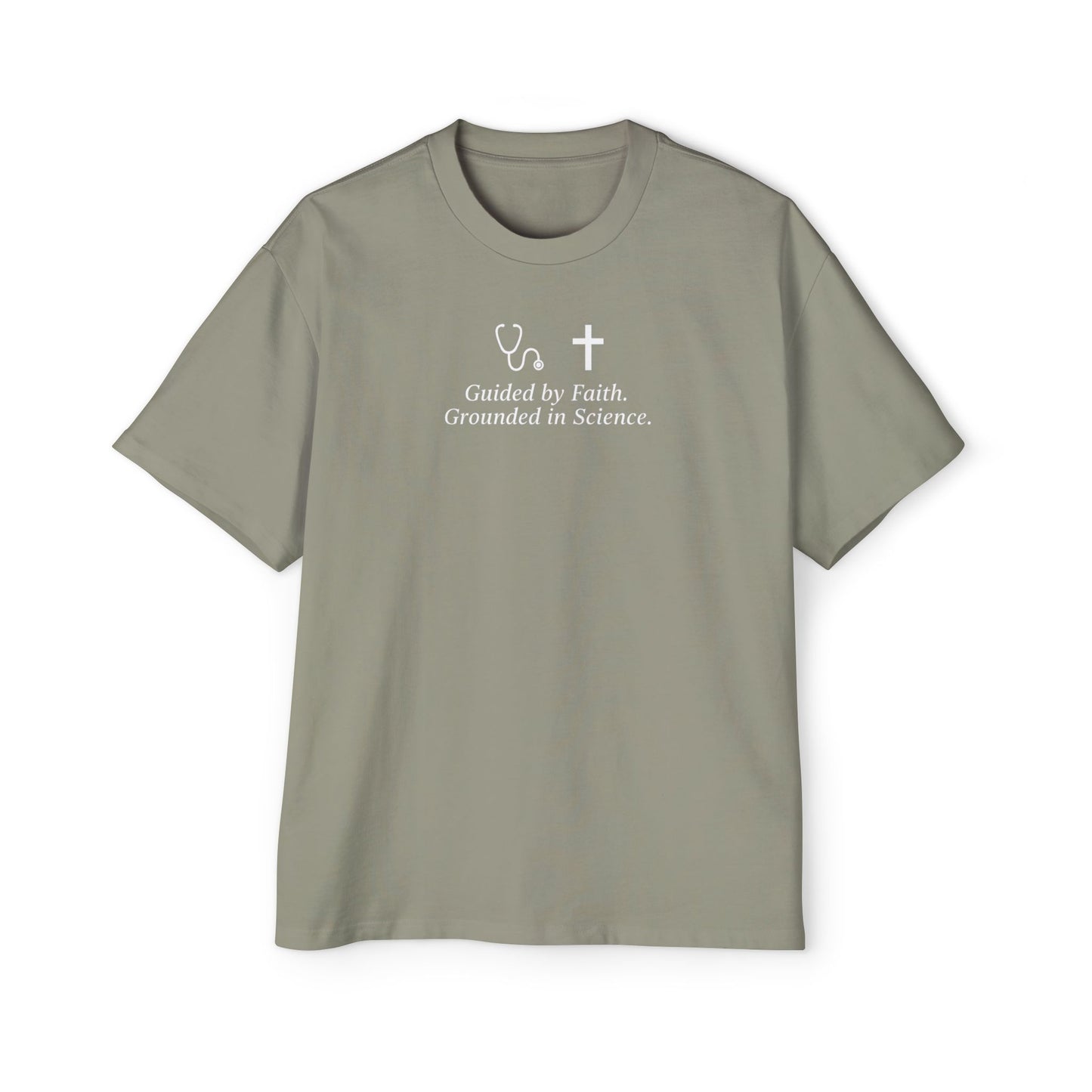 Guided by Faith, Men's Heavy Oversized Tee - Relaxed Casual Vibes, Everyday Wear,