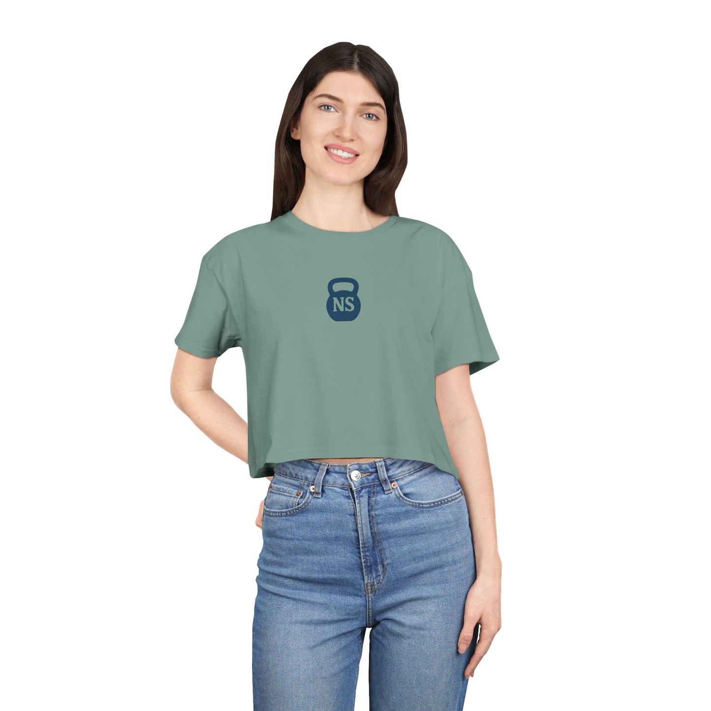 Nurses Strong KB Women's Crop Tee, Fitness Shirt for Nurses, Gym Top, Gift for Healthcare Workers, Inspirational Workout Wear