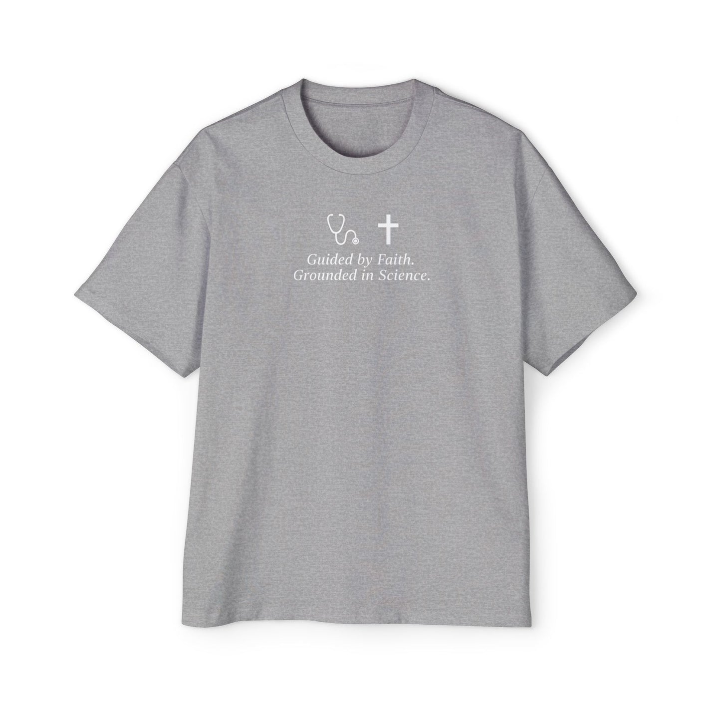 Guided by Faith, Men's Heavy Oversized Tee - Relaxed Casual Vibes, Everyday Wear,