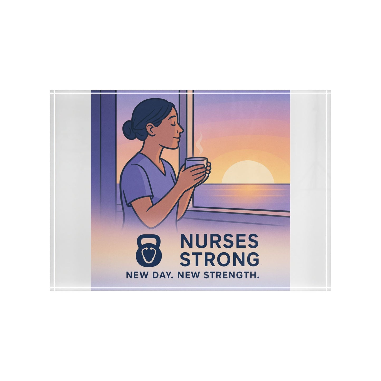 New day, New Strength. Nurses Strong Photo Block | Inspirational Desk Decor for Healthcare Heroes, Gifts for Nurses, Motivational Wall Art
