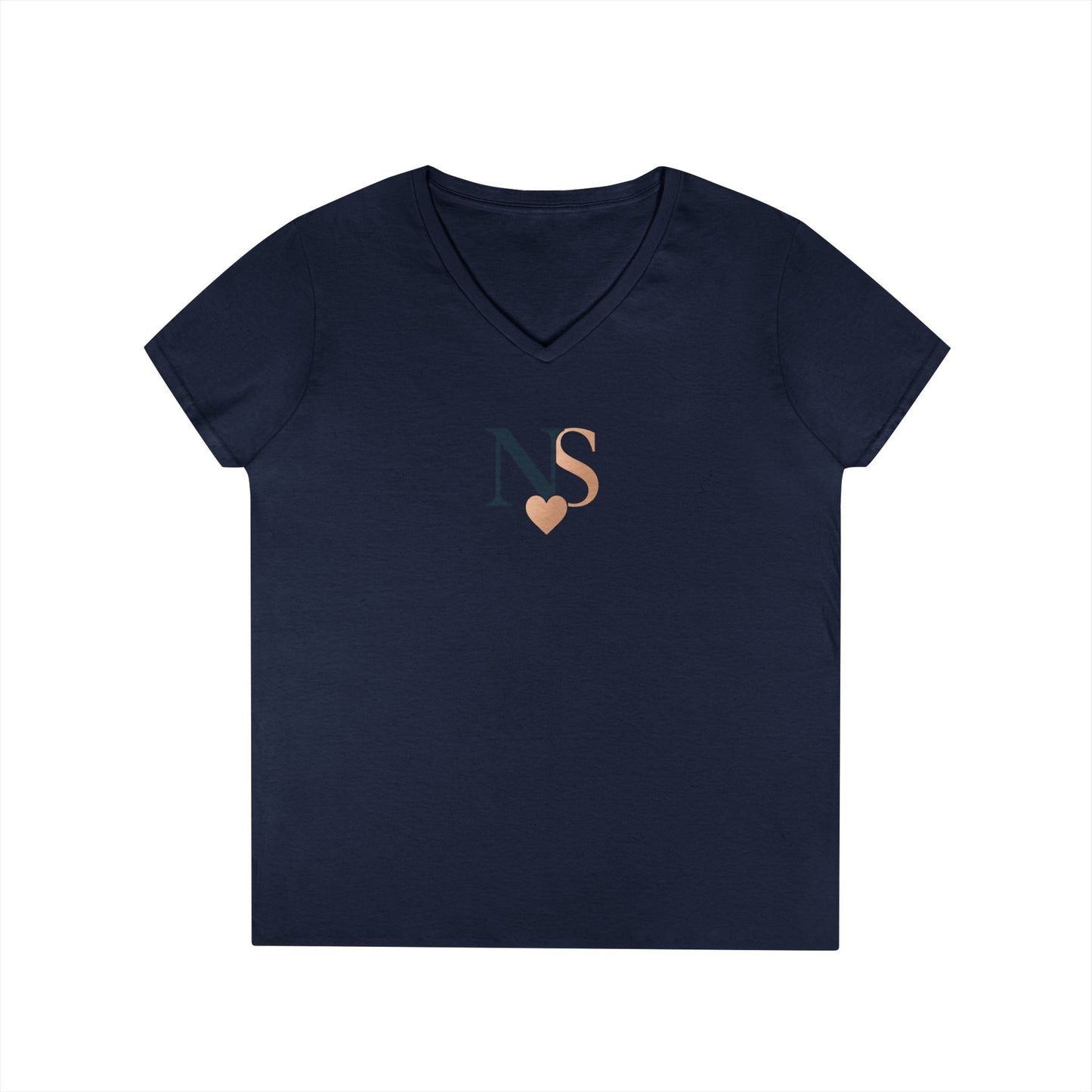 Personalized Heart NS V-Neck T-Shirt for Women, Stylish Gift, Everyday Wear, Casual Tee