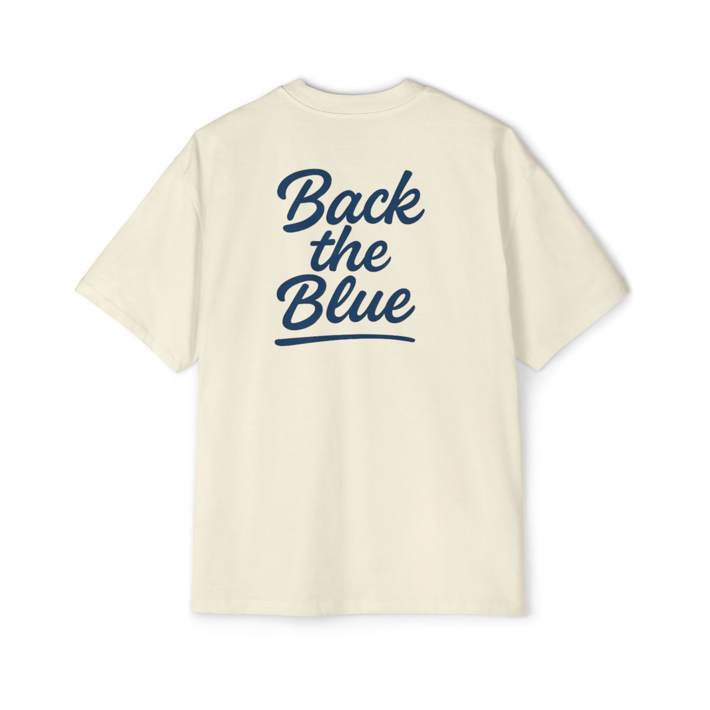 Back the Blue Men's Heavy Oversized Tee, Casual Streetwear Tee