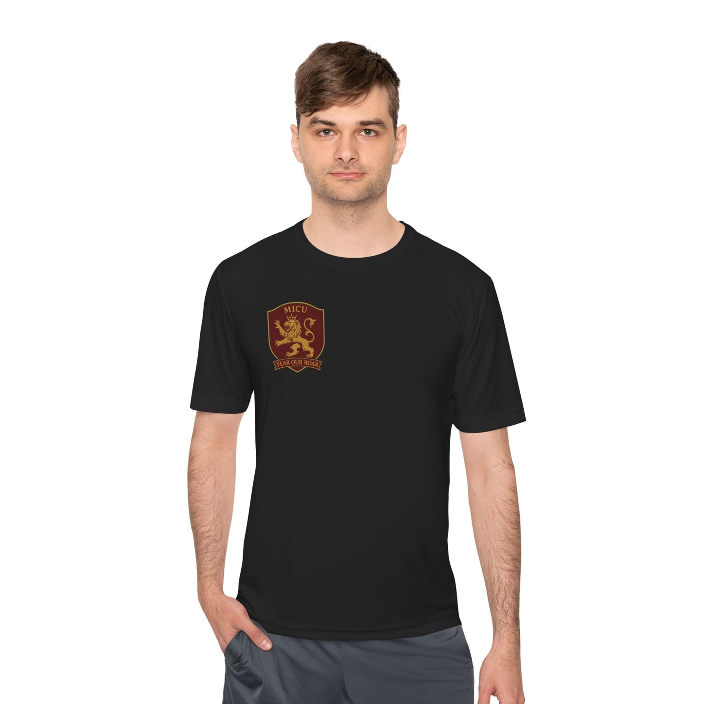 MICU Sigil -Wicking Tee with Crest Design | Activewear for Sports, Gym, Workout, Gift for Fitness Lovers, Casual Wear