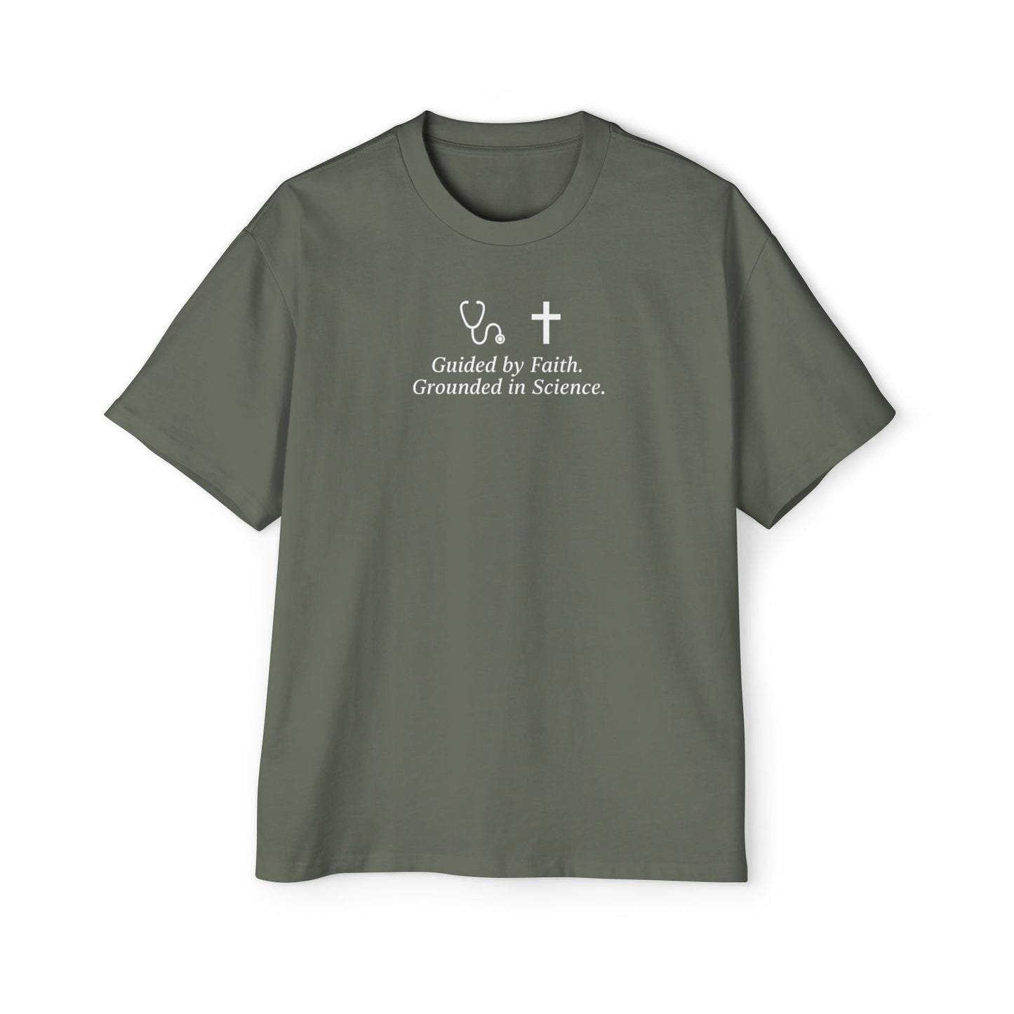Guided by Faith, Men's Heavy Oversized Tee - Relaxed Casual Vibes, Everyday Wear,