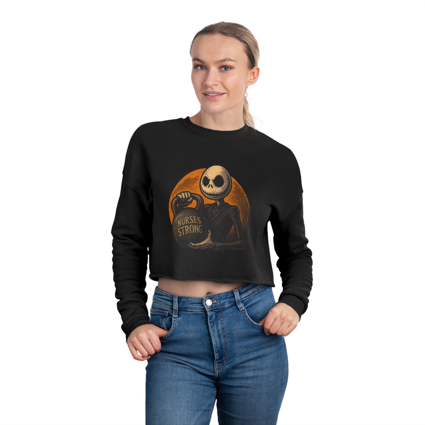 NS Skellington Cropped Sweatshirt | Halloween Vibe | Gift for Nurses | Cozy Fall Fashion | Effective Wardrobe Essential